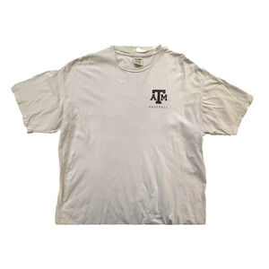 Texas A&M Aggies TShirt Mens 2XL White NCAA Baseball Graphic Short Sleeve Y2K